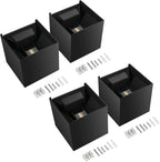 BIRTALO 20 Watt LED Up and Down Outdoor Wall Lights Adjustable 6500K Modern Wall Sconce Square Waterproof Black Aluminum Exterior/Interior Porch Lighting for Living Room,Gardens,Stairs,2 Pack