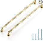 JOY DECOR Cabinet Pulls – 12-3/5 Inch Hole Center, Polished Brass, 5 Pack, Zinc Alloy Cabinet Handles for Drawers & Cupboard – Vintage Style Hardware for Kitchen, Bathroom, Dresser, Furniture Makeover