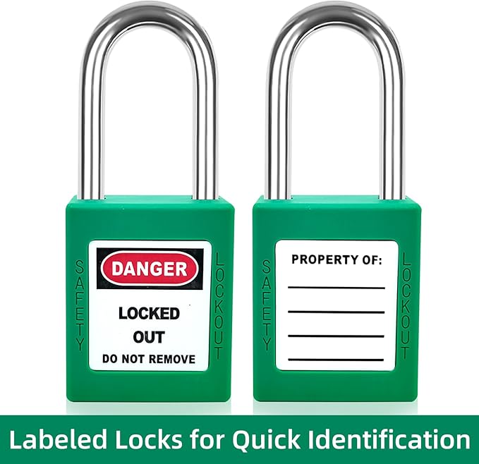 Lockout Tagout Locks Set-10pcs Green Loto Locks, Lockout Locks Keyed Different,2 Keys Per Lock,OSHA Compliant Lock Out Tag Out Padlocks, Safety Padlocks for Electrical Lockout Tag Out Kit
