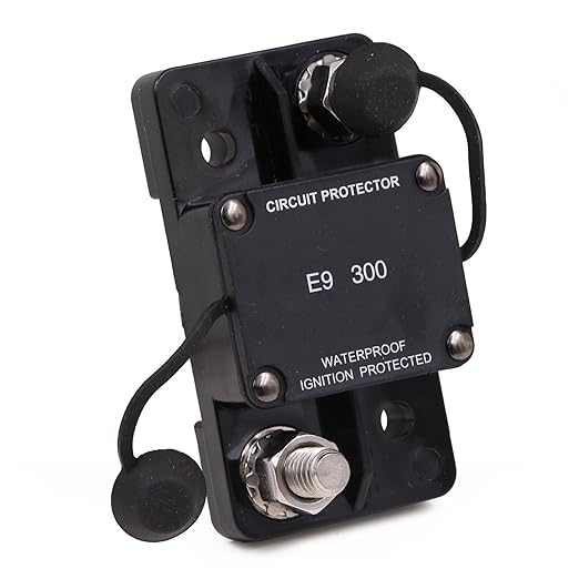 Hi-Amp 3/8“ Studs 300A Circuit Breaker Auto Reset No Switch Button for Marine Boat, Car Audio, Solar System, Battery Protection 12V-32V DC IP67