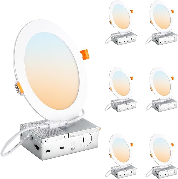 DLLT LED Recessed Ceiling Light: 6 Pack 6 Inch Black Recessed Lighting