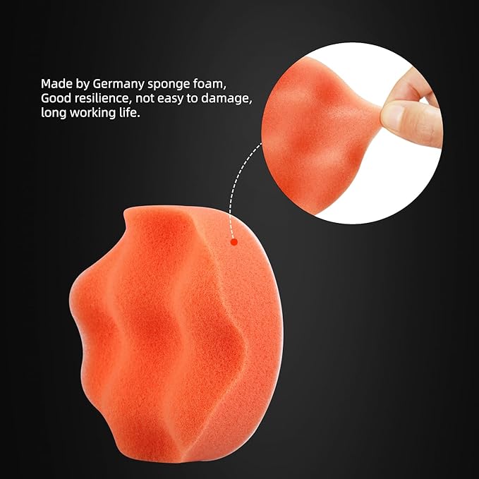 Drill Polishing Kit for Car, 3''(80mm) 32Pcs Car Foam Buffing Pads, Wool Pads Drill Buffing Pad, Wax Buffer Polisher Attachment with 5/8-11 Thread Backing pad & Adapters