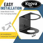 Koova All-Purpose Spray Bottle Holder with Rag Hook | Wall Mount Organizer for Garage, Home & Shop | Heavy-Duty Powder Coated Steel | USA Made | Hardware Included