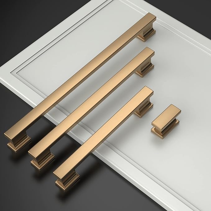 Asidrama 15 Pack 5 Inch(128mm) Hole Centers Champagne Bronze Kitchen Cabinet Handles,Brushed Brass Cabinet Pulls Kitchen Cabinet Hardware for Cupboard Gold Drawer Pulls