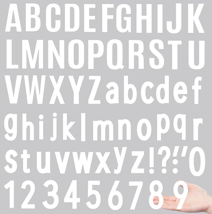 10 Sheets Vinyl Letter Number Stickers, Self-Adhesive Alphabet Stickers, Waterproof Mailbox Number Sticker Letters for Mailboxes,Door,Cars,Boats, Address Signs (White, 1.5 inch)