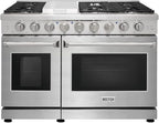 48 inch Pro-Style Natural Gas Range or Liquid Propane Gas Range with 6 Burners & 1 Griddle Cooktop, Double 4.6 cu. ft. and 2.2 cu. ft. Oven, in Stainless Steel - KOS-48RG03M (Stainless Steel)