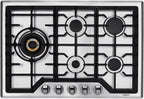ROBAM G513 Gas Cooktop 30", Premium 5-Burner Design with 20,000 BTU Turbo Heat Wok Burner, Seamless Stainless Steel Finish, Brass Burners, Dual Fuel for Modern Kitchens