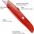 DIYSELF 30 Pack Box Cutter Heavy Duty Aluminium Shell Utility Knife | SK5 Steel Sharp Blade | Retractable Knife for Cutting Cartons Ropes and Cardboard | Home and Office Use (Red)
