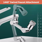1440° Swivel Sink Extender for Faucet - Universal Kitchen Sprayer, 2 Flow Modes, 1080°+360° Rotatable Kitchen Sink Attachment, Swivel Multifunctional Robotic Arm for Kitchen/Bathroom