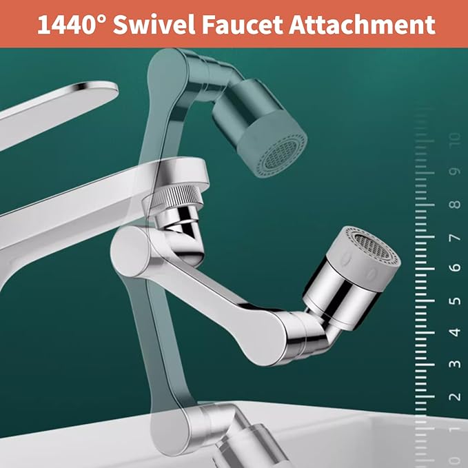 1440° Swivel Sink Extender for Faucet - Universal Kitchen Sprayer, 2 Flow Modes, 1080°+360° Rotatable Kitchen Sink Attachment, Swivel Multifunctional Robotic Arm for Kitchen/Bathroom