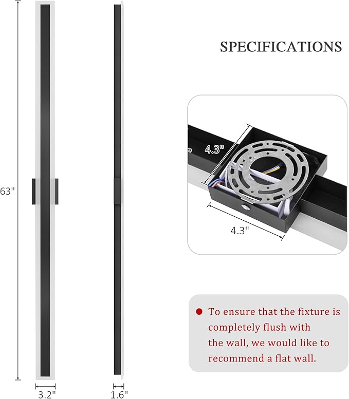 LamQee 63 Inch Long Outdoor Wall Lights Modern Exterior Lighting Fixtures for House, Waterproof 3000K 48W 2400LM LED Linear Outdoor Wall Sconces Lighting for Porch Patio Garage Door Yard Indoor