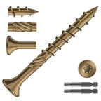 #8 x 1-5/8" Deck Screws (1540Pcs) 10lb. Carbon Steel, Yellow, Flat Head, Rust Resistant epoxy Coated, with T25 Star Bit