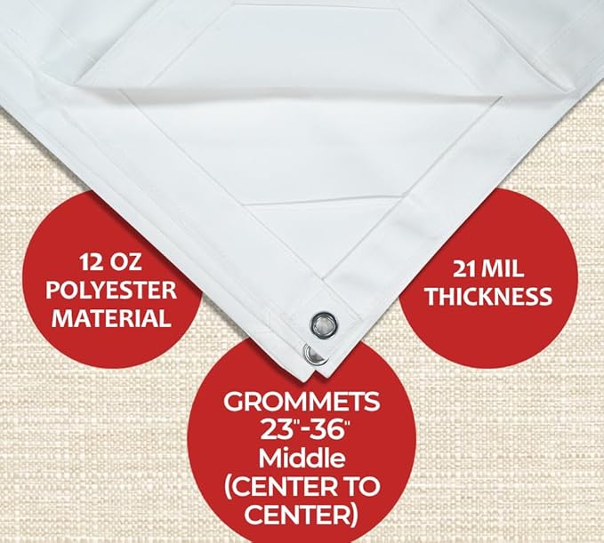 Mytee Products 6' x 8' White Canvas Tarp 12oz - Water Resistant & Breathable - Heavy Duty Tarps - Multipurpose Tarpaulin Cover for Camping Tent