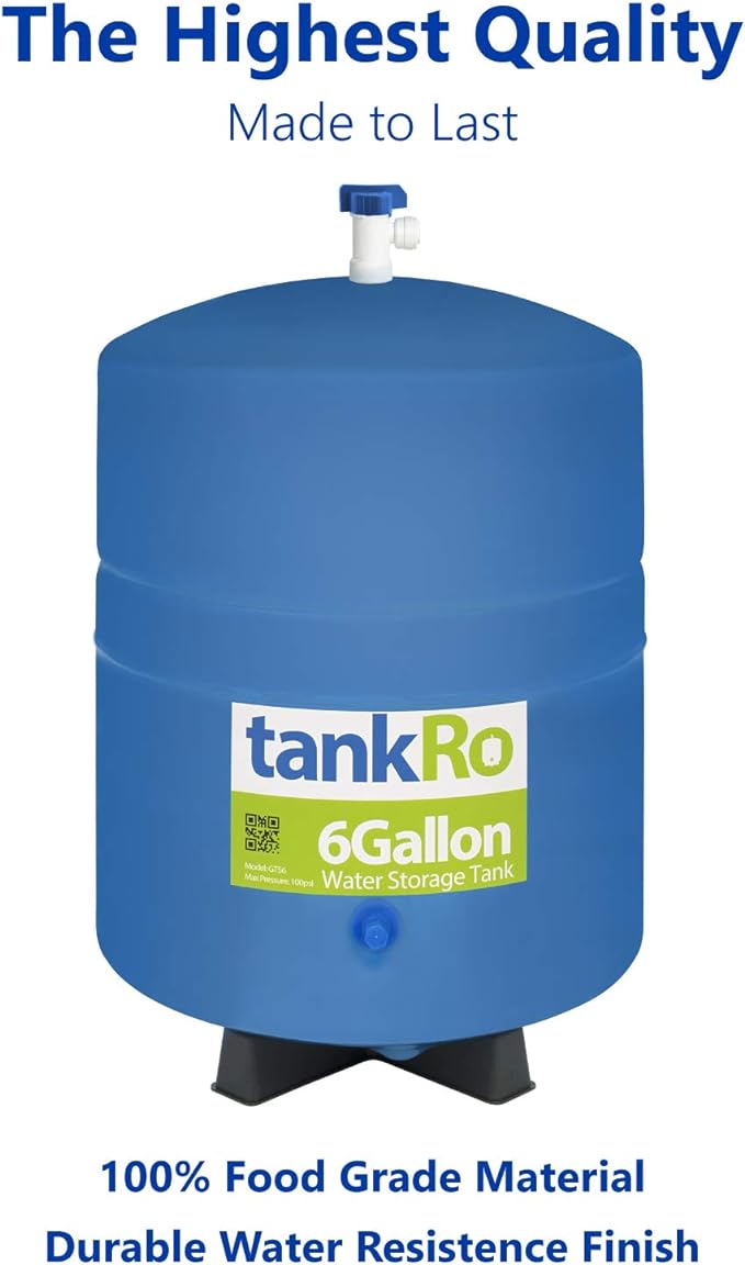 – RO Water Filtration System Expansion Tank – 6 Gallon Water Tank -– Compact Reverse Osmosis Water Storage Pressure Tank with Free 1/4" Tank Ball Valve