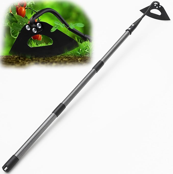 Garden Hoe for Weeding Tool, Heavy Duty Dutch Weeding Hoe Gardening Hand Hoe for Women Kids Men, Metal Garden Weeder Rake Weed Puller for Lawn Long Handle 30-55 inch
