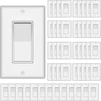 ThunderWay Single Pole Decorator Wall Light Switch with Wall Plate, 15A 120V/277V, On/Off Paddle Switch, Residential Grade - UL Listed, White