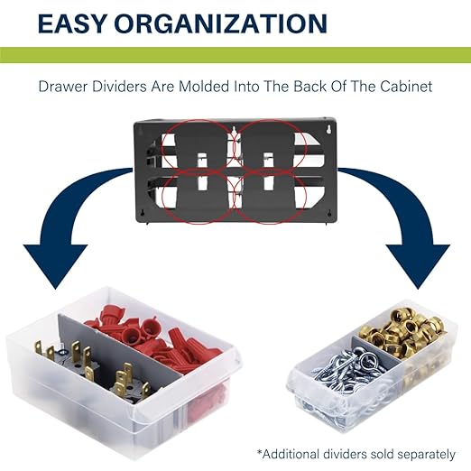 Akro-Mils 26-Drawer Plastic Drawer Storage Cabinet for Garage Organization, Bead Organizer, Building Bricks Storage, Teacher Toolbox, Makeup Organizer, 20-Inch W x 6-Inch D x 10-Inch H, 10126 Red