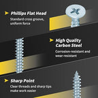 Wood Screws Assortment Kit, FIXLINK 240 PCS High Hardness Flat Head Wood Screws Set, Phillips Drive Assorted Screws, Contain 15PC Anchors and 8 Size (2-1/2”,2”,1-1/2”,1-1/4”,1”,3/4”,5/8”,1/2”), Zinc