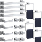Bathroom Accessories Towel Bar Set: 20 Pieces Brushed Nickel Square Bathroom Hardware SUS304 Stainless Steel - Wall Mounted Towel Rack&Toilet Paper Holder&Towel Ring and Towel Hook