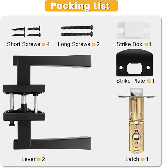 knobelite 4 Pack Dummy Door Handles,Matte Black Square Door Levers,Non-Turing Single Side Knob Pull for Closet French Doors