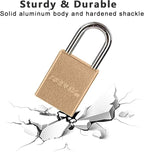 SEPOX® 4 Pcs Ultra-Durable Anti-Rust Outdoor Padlocks - Gold Aluminum, 38mm (1-1/2") with Long Shackle & 8 Same Keys, Ideal for Gate, Storage, Locker, Fence & Lock-Out, High Security