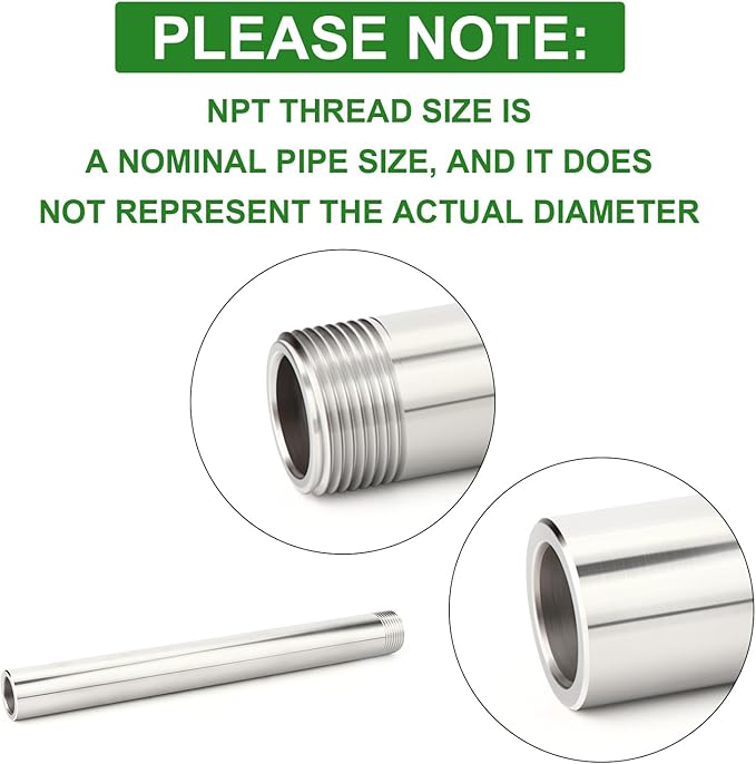 TAISHER 1PCS 304 Stainless Steel Pipe Fittings, 1" NPT Male Threaded, 10" Length Weld Nipple Cast Pipe