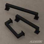 Alzassbg 6 Pack Matt Black Cabinet Pulls, 10 Inch(256mm) Hole Centers Cabinet Handles Square Kitchen Hardware for Cabinets AL3046MB