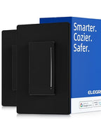 ELEGRP Smart Dimmer Light Switch DTR30, Single Pole or 3 Way, 2.4GHz Wi-Fi Touch Dimmer Compatible with Alexa/Google Assistant, Needs Neutral Wire, No Hub Required, UL and FCC Listed, Black, 2 Pack
