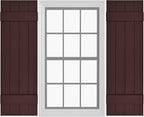 Board & Batten Vinyl Shutters (1 Pair) | 14.5"x39" (4-Board) - Dark Cherry Mocha | Exterior Window Shutters | Includes Mounting Hardware | Simple Installation | Made in USA