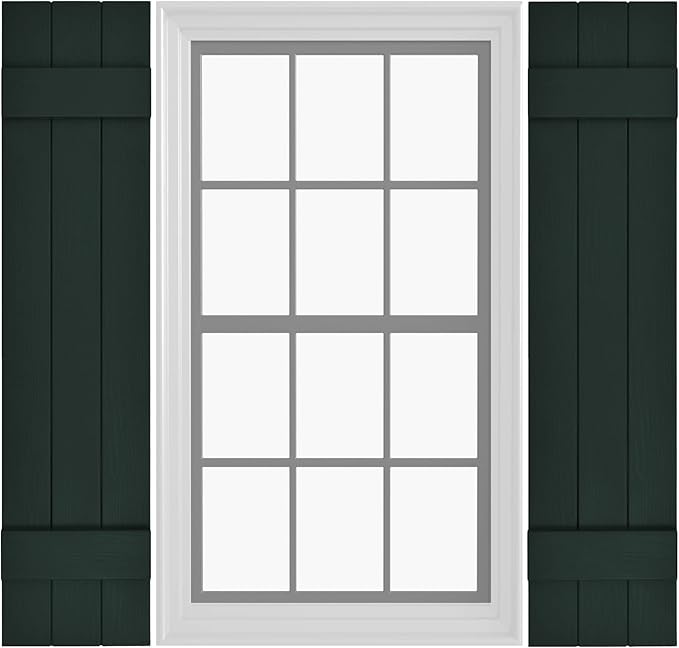 Board & Batten Vinyl Shutters (1 Pair) | 11"x35" (3-Board) - Heathered Spruce | Exterior Window Shutters | Includes Mounting Hardware | Simple Installation | Made in USA