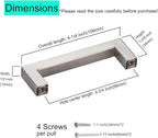 10 Pack Brushed Nickel Cabinet Pulls 3 3/4 Inch Hole Center Square Cabinet Pulls Drawer Handles Cupboard Handles Modern Stainless Steel Kitchen Cabinet Hardware