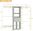 Closet System - 4.75-8FT Closet Organizer System with Wooden Drawers & Cube Storage Organizer, Up To 96" Closet Systems for Nursery & Walk-In Closets with Cuttable Hanging Shelving, Crab Green