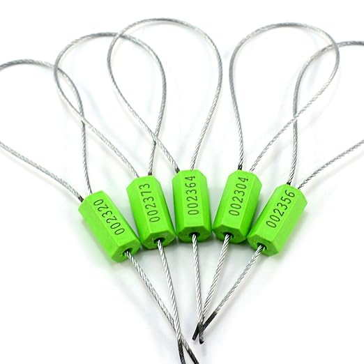 500 pcs Tamper Proof Security Cable Wire Seals Numbered Pad-Lock Pull-Tite Security Tag Straps for Trailers, Cargo, Truck (Green)