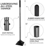 Walensee Steel Tamper 48 inch Steel Handle 10"x10" Garden Tamper with Rubber Grip for Laborsaving All-Steel Tamper Heavy Duty Ideal Tool for Leveling Ground Installing pavers and Repairing Blacktop