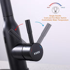 Black Touchless Kitchen Faucet ， KEER Smart Motion Sensor Hands Free Single Handle Spring Kitchen Sink Faucet with Pull Down Sprayer