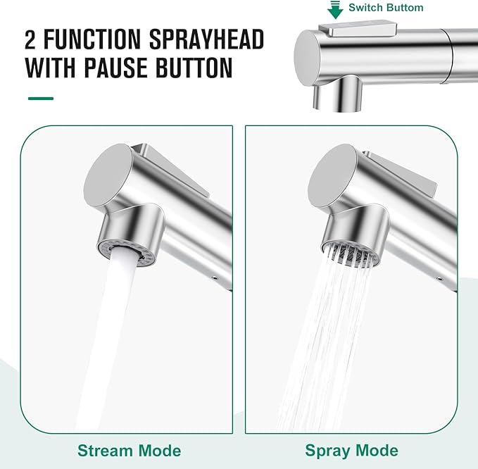 CREA Sink Faucets with Sprayer - Pull Out Bathroom Faucet - Single Hole 1 Handle Bar Faucets for Mini Pre Sink RV Outdoor Laundry Room - Chrome Stainless Steel