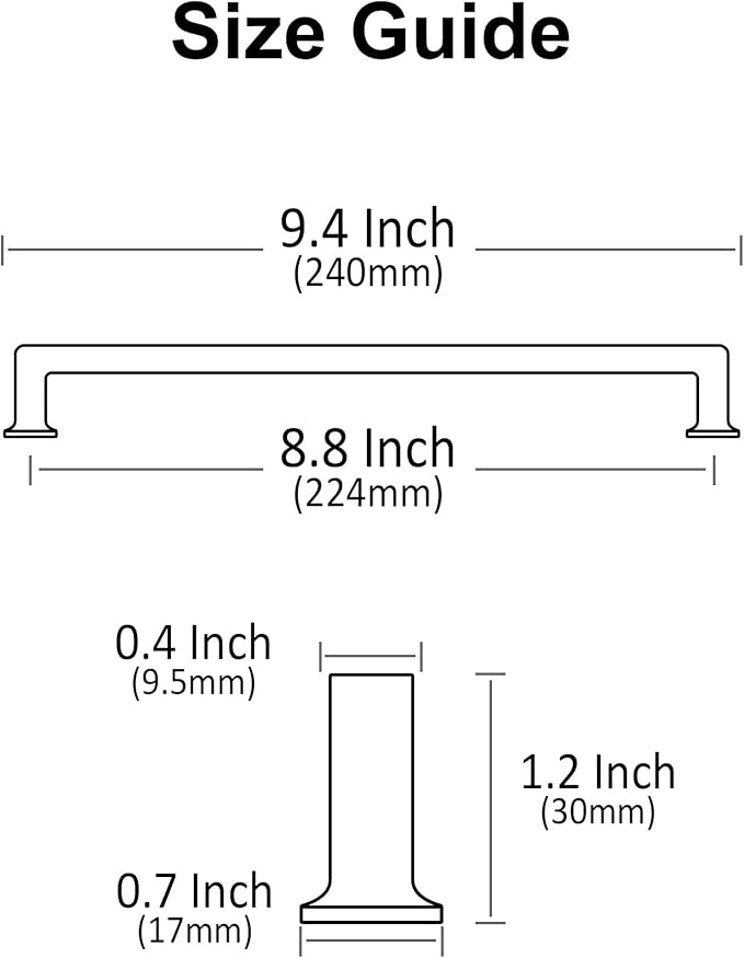 Alzassbg 6 Pack Champagne Bronze Cabinet Pulls, 8-3/4 Inch(224mm) Hole Centers Cabinet Handles Square Kitchen Hardware for Cabinets AL3046TGP