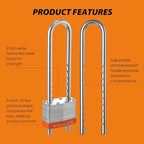 Padlock with Key, WULALACK 2 inch Wide Heavy Duty Laminated Steel Keyed Padlock with Adjustable Shackle, Long Shackle Pad Lock with 2 Keys