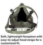 3M Half Facepiece Reusable Respirator 6200, NIOSH, Four-Point Harness, Comfortable Fit, Dual Airline Supplied Air Compatible, Bayonet Connections, Painting, Sanding, Cleaning, Medium