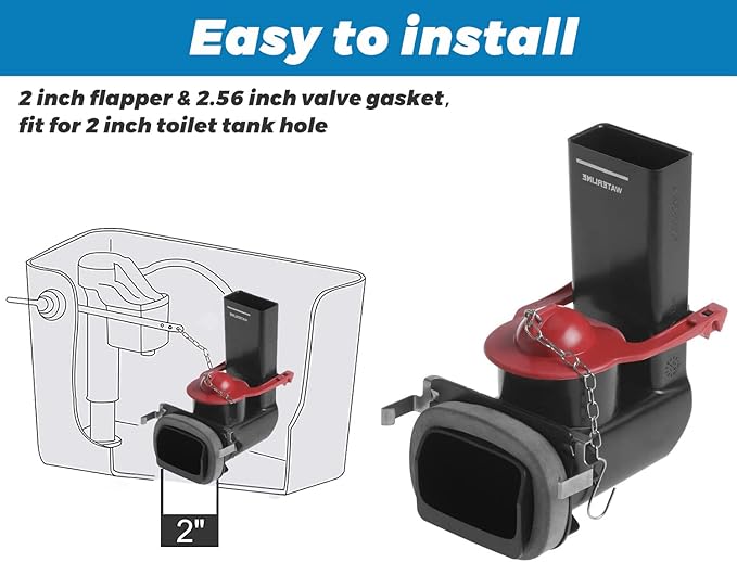 Toilet Flapper Replacement with Toilet Flush Valve Seal Gasket Compatible with Kohler Parts 84995 and 1000490 Flapper Replacement and Kohler GP83996 Gasket, 2.5 Inch