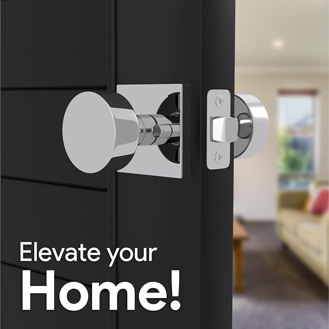 Mega Handles SUANA Privacy Door Knob for Hallway, Closet and Bathroom, Reversible Heavy Duty Design Door Knobs, Fits All Standard Door Sizes Screws Included - Polished Chrome (1 Pack)