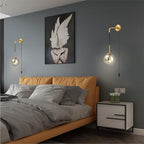 KCO Modern Globe Wall Sconce with Plug in Industrial Vintage Wall Lamp On/Off Switch Adjustable Minimalist 1-Light Mounted Reading Lamps for Bedroom Living Room Corridor(Smoke Gray & 2-Pack)