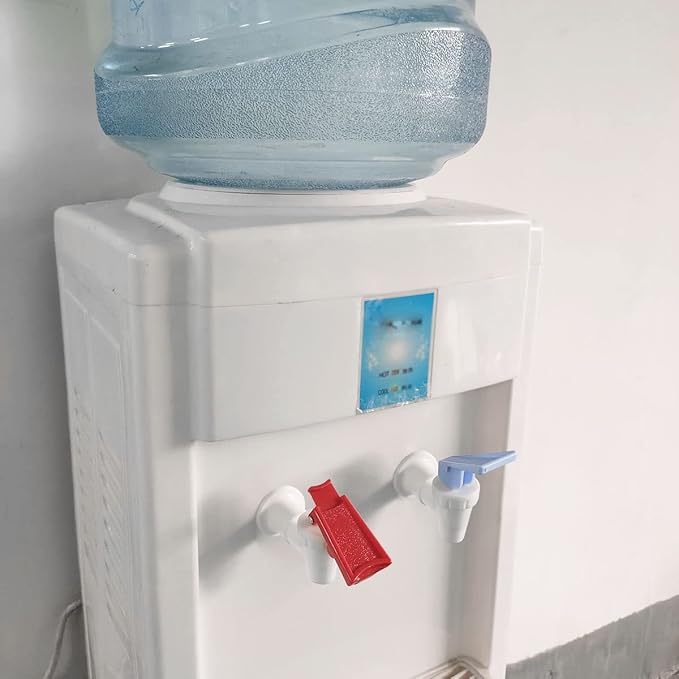 Water Cooler Faucet 2PCS White Plastic Water Cooler Spigots Reusable Spigot Spout Leak Proof Water Beverage Lever Pour Valve Water Crock Water Tap Blue and Red (Red Safety Lock)