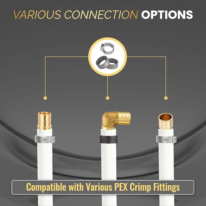 3/4 Inch-100 ft Foskan White PEX-B Pipe,Water Tubing with a Pipe Cutter,24 Pcs Pex Crimp Brass Fittings & 50 Pcs Clamp rings