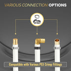 3/4 Inch-100 ft Foskan White PEX-B Pipe,Water Tubing with a Pipe Cutter,24 Pcs Pex Crimp Brass Fittings & 50 Pcs Clamp rings