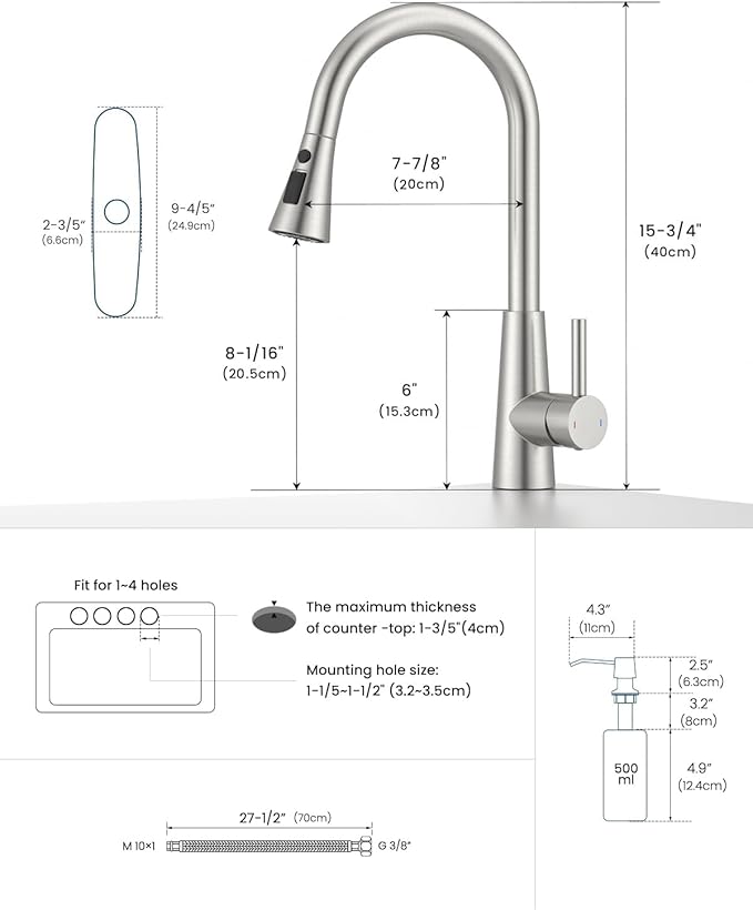APPASO Touchless Kitchen Faucet with Soap Dispenser Brushed Nickel, Side Motion Sensor Kitchen Faucet, Single Hanle 3-Mode Hands-Free Faucet for Kitchen Sink