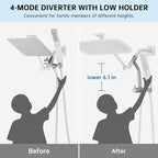 G-Promise All Metal 12 Inch Shower Head with Massage Mode Handheld, Rain Shower Head with Handheld Spray Combo, 3-Way Diverter with Pause Setting, 11 Inch Adjustable Extension Arm (Brushed Nickel)