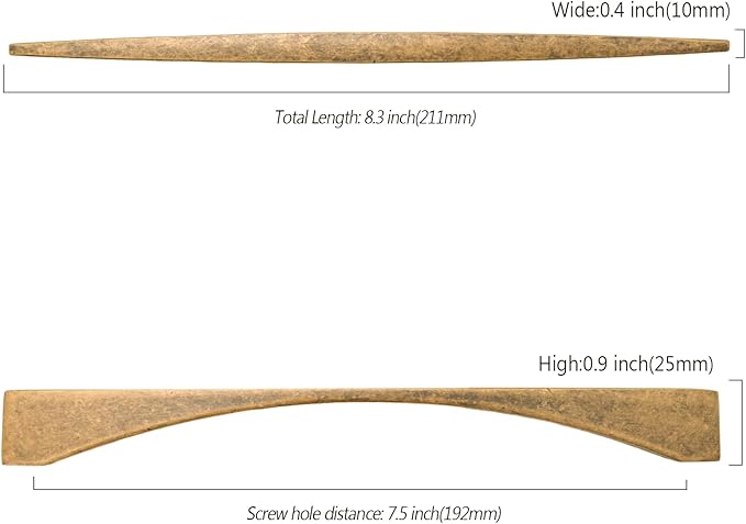 Asidrama 10 Pack 7.5 Inch(192mm) Antique Brass Kitchen Cabinet Handles, Cabinet Pulls Kitchen Cabinet Hardware for Cupboard Drawer Pulls