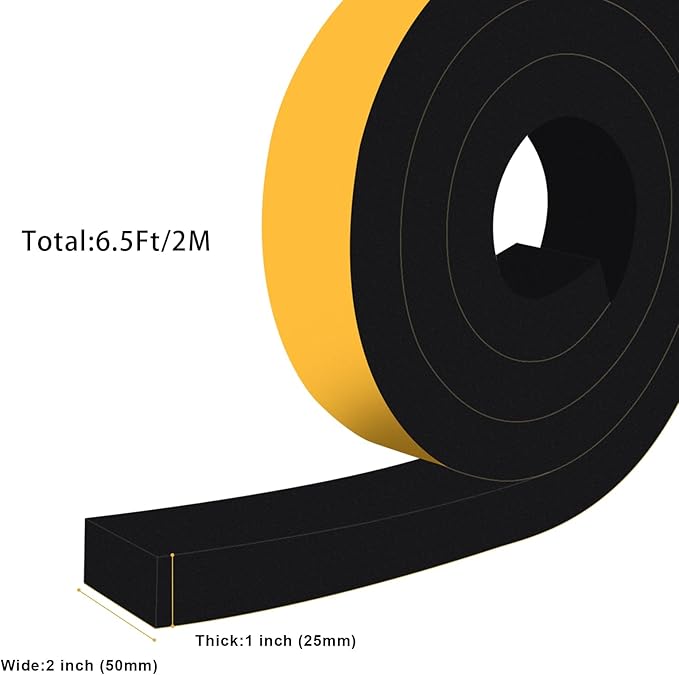 Weather Stripping Door Seal Strip, Adhesive Foam Insulation Tape for Doors and Windows, Closed Cell Weather Stripping for Door Frame, SoundProof Weatherproof Dustproof(2 in x 1 in x 6.5Ft