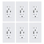 USB Wall Outlet, Charger Outlets Receptacles with 4.2A USB C Ports, 20 Amp Duplex Tamper Resistant Receptacle Plug with Electrical Outlet, Wall Plate Included, ETL Listed，White, 6 Pack